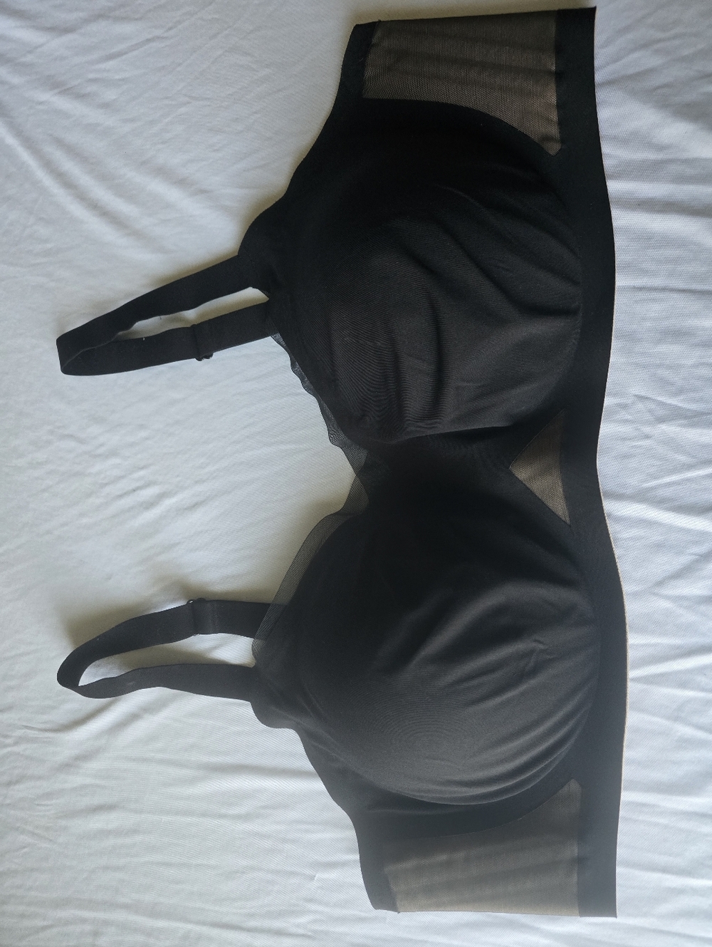 Honeylove Black Seamless Molded Bra with Sheer Insets
